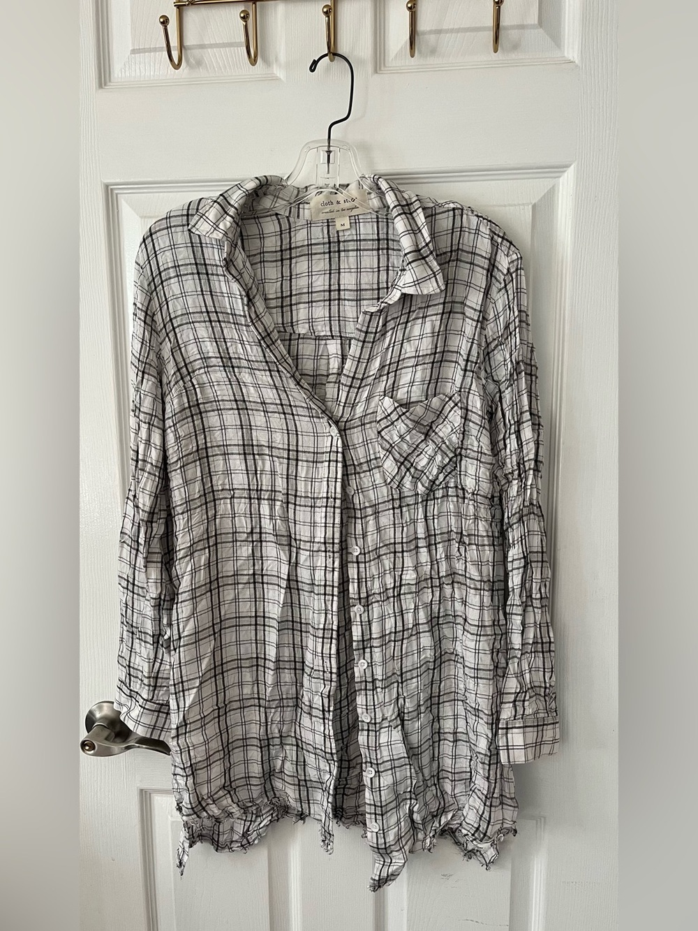 cloth & stone Black and White Plaid Shirt